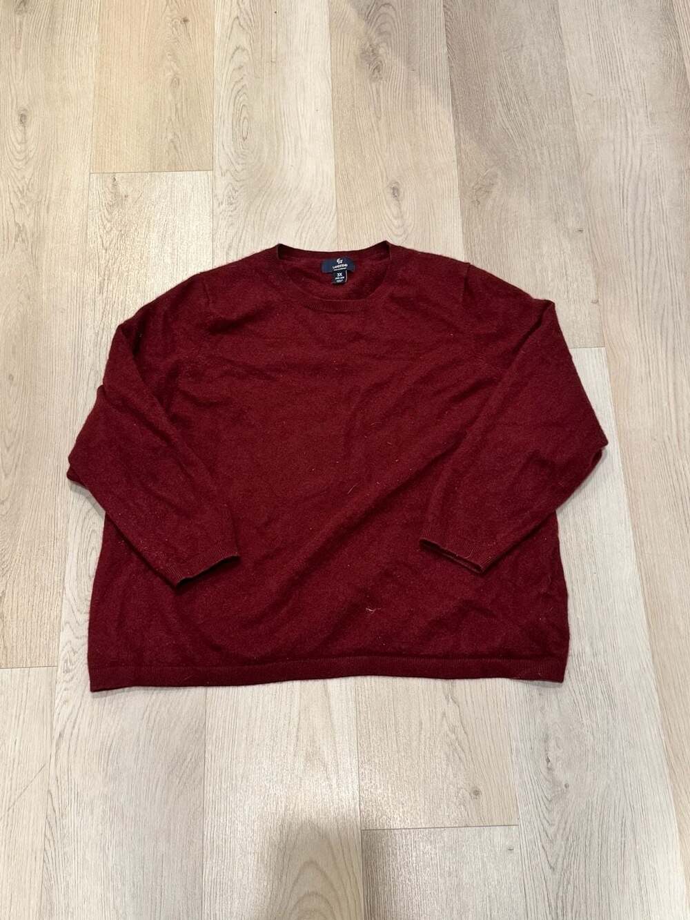 Lands' End Cashmere Sweater Size 3X Red Crewneck Pullover